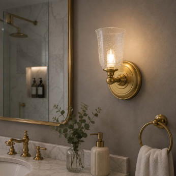 Feiss Lampada da parete in acciaio con diffusore in vetro a 1 luce a LED G9 Huguenot Lake
