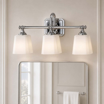 Feiss Lampada da parete per bagno con 3 diffusori in vetro con lampadina LED G9 Concord