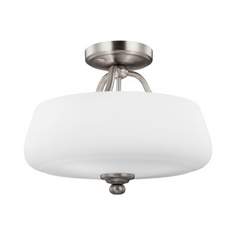 Feiss Lampada da soffitto rotonda in acciaio con diffusore in vetro con 3 lampadine Vintner