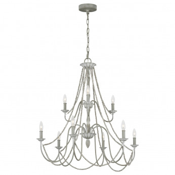 Feiss Lampadario grande classico in acciaio e strass in legno con 9 luci Maryville