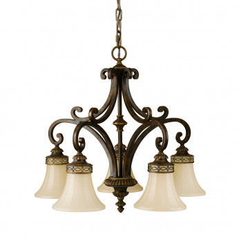 Feiss Lampadario in acciaio con 5 diffusori in vetro per salotto in stile classico Drawing Room