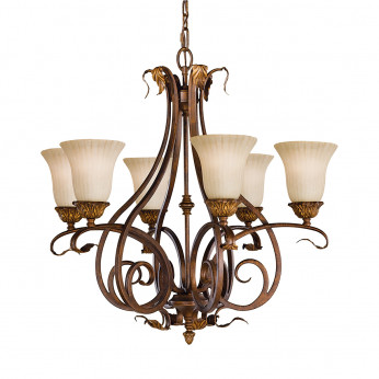 Feiss Lampadario medio classico in acciaio con diffusori in vetro a 6 luci Sonoma Valley