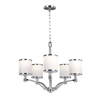 Feiss Lampadario moderno in acciaio con diffusori in vetro a 5 luci Prospect
