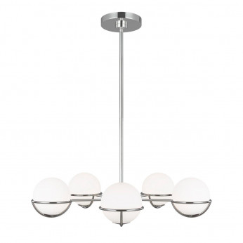Feiss Lampadario moderno struttura in acciaio con 5 diffusori in vetro a boccia Apollo