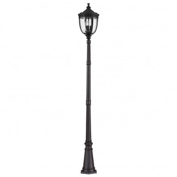 Feiss Lampione da terra alto in acciaio diffusore rustico in vetro a 3 luci English Bridle