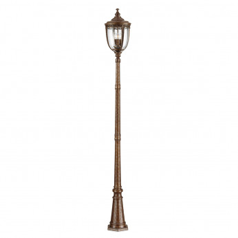 Feiss Lampione da terra alto in acciaio diffusore rustico in vetro a 3 luci English Bridle