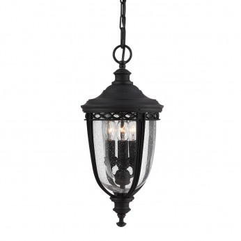 Feiss Lanterna a catena media in acciaio diffusore rustico in vetro a 3 luci English Bridle