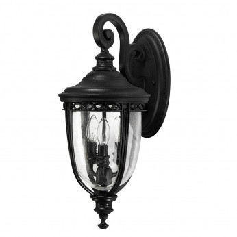 Feiss Lanterna da parete media in acciaio diffusore rustico in vetro a 3 luci English Bridle