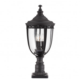 Feiss Lampioncino da giardino grande in acciaio diffusore rustico in vetro a 3 luci English Bridle