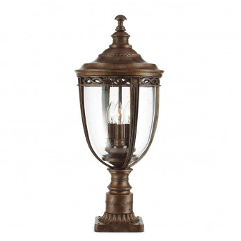 Feiss Lampioncino da giardino grande in acciaio diffusore rustico in vetro a 3 luci English Bridle