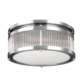 Feiss Plafoniera rotonda media in acciaio con diffusore in vetro a LED a 3 luci G9 Paulson