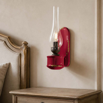 FerroLuce Applique da parete dal design industrial in ceramica con diffusore in vetro Vintage