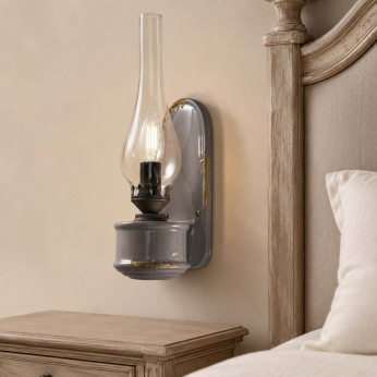 FerroLuce Applique da parete dal design industrial in ceramica con diffusore in vetro Vintage