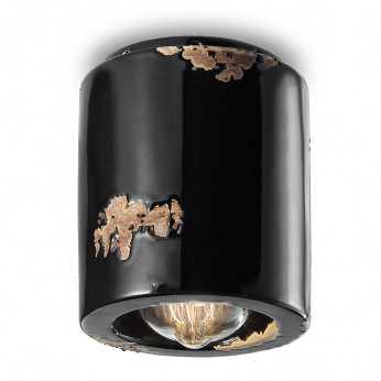 FerroLuce Faretto a soffitto cilindrico in ceramica in stile industrial Vintage