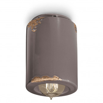 FerroLuce faretto da soffitto cilindrico con struttura in ceramica dal design industrial Vintage