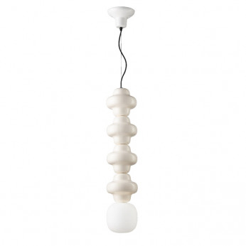 FerroLuce Lampada a sospensione 4 elementi in ceramica diffusore pendente in vetro Copacabana