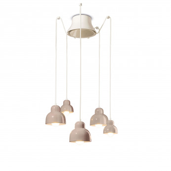 FerroLuce Lampada a sospensione con 5 diffusori in ceramica dal design moderno decò Berimbau