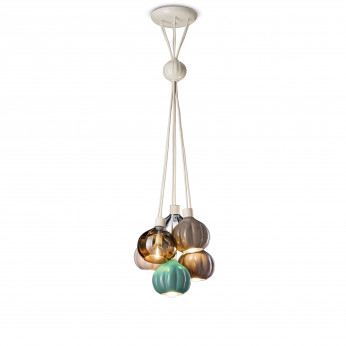 FerroLuce Lampada a sospensione con 6 diffusori in vetro e ceramica dallo stile moderno Afoxé