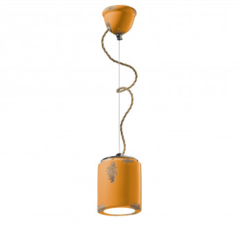 FerroLuce Lampada a sospensione con singolo diffusore in ceramica dal design industrial Vintage