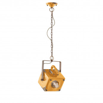FerroLuce Lampada a sospensione dal design industrial con diffusore a cubico in ceramica Industrial