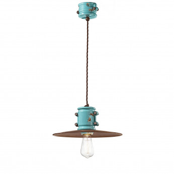 FerroLuce Lampada a sospensione dal design industrial in ceramica con paralume in metallo Urban