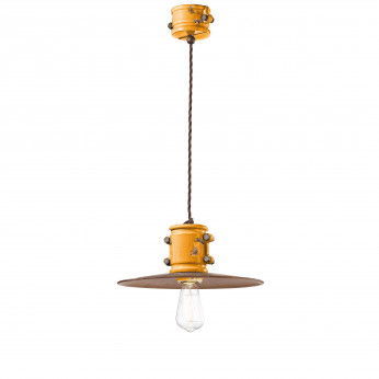 FerroLuce Lampada a sospensione dal design industrial in ceramica con paralume in metallo Urban