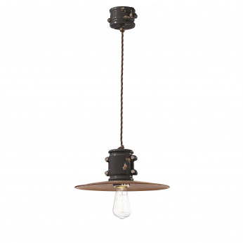 FerroLuce Lampada a sospensione dal design industrial in ceramica con paralume in metallo Urban