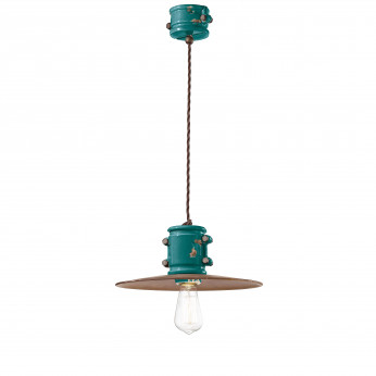 FerroLuce Lampada a sospensione dal design industrial in ceramica con paralume in metallo Urban
