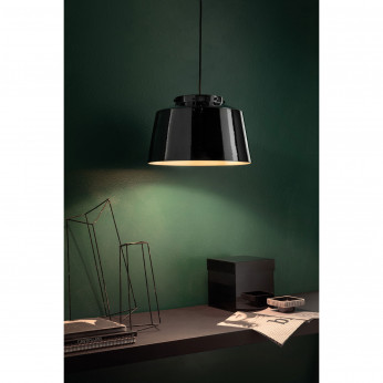 FerroLuce Lampada a sospensione grande con diffusore in ceramica dal design industrial 50's