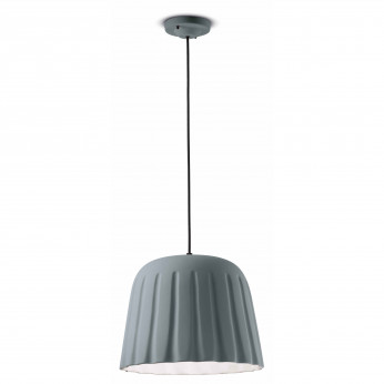 FerroLuce Lampada a sospensione grande con paralume in ceramica dalle linee moderne decò Madame Gres