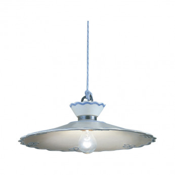 FerroLuce Lampada a sospensione grande rustica con paralume in ceramica decorato a mano Ravenna