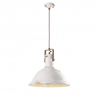 FerroLuce Lampada a sospensione in metallo in stile industrial con diffusore in ceramica Industrial