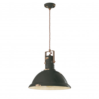 FerroLuce Lampada a sospensione in metallo in stile industrial con diffusore in ceramica Industrial