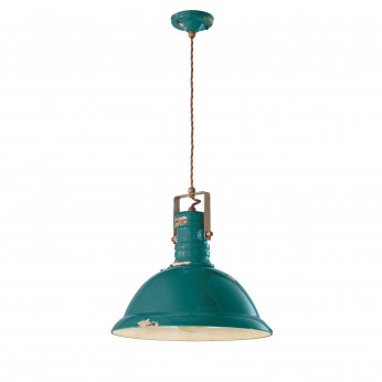 FerroLuce Lampada a sospensione in metallo in stile industrial con diffusore in ceramica Industrial
