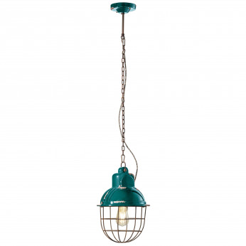 FerroLuce Lampada a sospensione in stile industrial con diffusore in ceramica con gabbia Industrial
