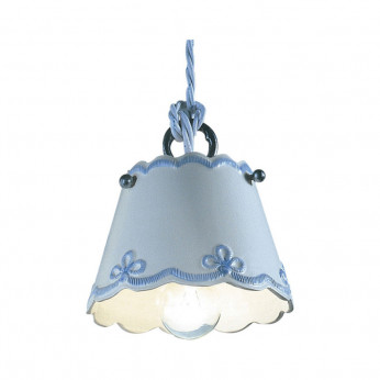 FerroLuce Lampada a sospensione piccola rustica con paralume in ceramica decorato a mano Ravenna