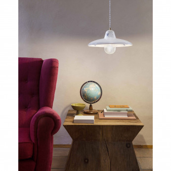 FerroLuce Lampada a sospensione rustica con diffusore in ceramica decorato a mano Como