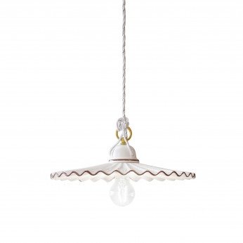 FerroLuce Lampada a sospensione rustica in metallo diffusore in ceramica decorati a mano L'Aquila