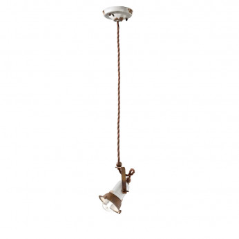 FerroLuce Lampada a sospensione singola dal design industrial con diffusore in ceramica Loft