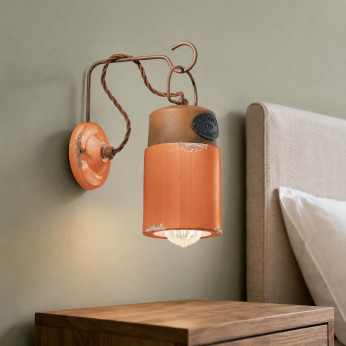 FerroLuce Lampada da parete dal design industrial con diffusore a cilindro in ceramica Industrial