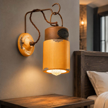FerroLuce Lampada da parete dal design industrial con diffusore a cilindro in ceramica Industrial