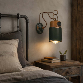 FerroLuce Lampada da parete dal design industrial con diffusore a cilindro in ceramica Industrial