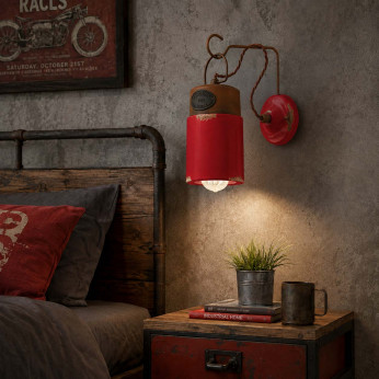 FerroLuce Lampada da parete dal design industrial con diffusore a cilindro in ceramica Industrial