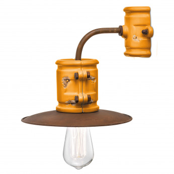FerroLuce Lampada da parete dal design industrial in ceramica con paralume in metallo Urban