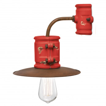 FerroLuce Lampada da parete dal design industrial in ceramica con paralume in metallo Urban