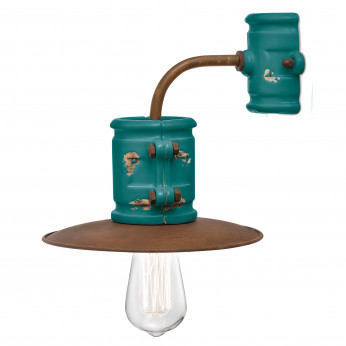FerroLuce Lampada da parete dal design industrial in ceramica con paralume in metallo Urban
