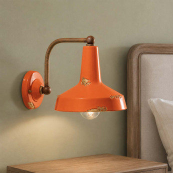 FerroLuce Lampada da parete in stile industrial in metallo con diffusore in ceramica Vintage