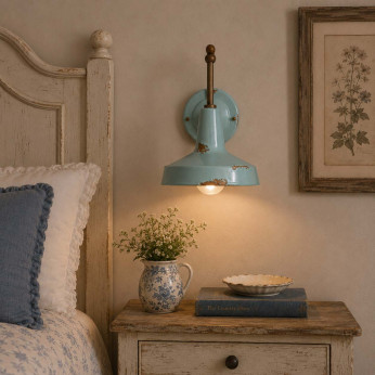 FerroLuce Lampada da parete in stile industrial in metallo con diffusore in ceramica Vintage