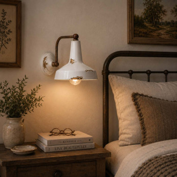 FerroLuce Lampada da parete in stile industrial in metallo con diffusore in ceramica Vintage