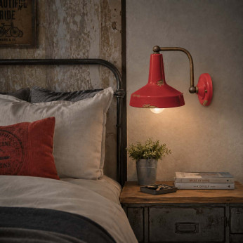FerroLuce Lampada da parete in stile industrial in metallo con diffusore in ceramica Vintage